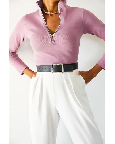 XHAN Camisole-bluse mit reißverschluss -20 - Pink