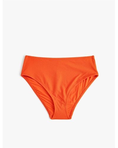 Koton Strukturiertes bikinihöschen mit hoher taille und basic-muster - Orange