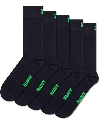 Happy Socks Unisex socken, 5er pack solid socks, baumwollmischung, einfarbig - 41-46 - Blau