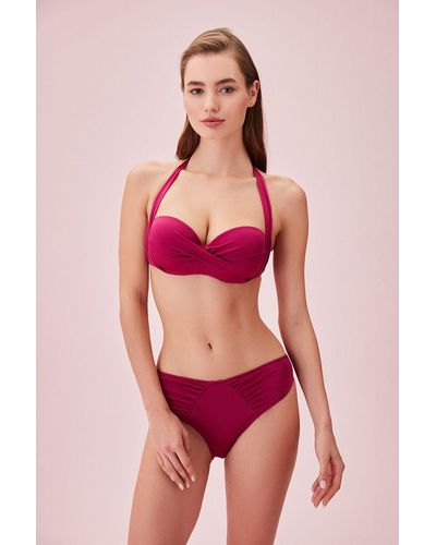 SUWEN Trägerloses, dickes bikinioberteil mit schnürung - Pink