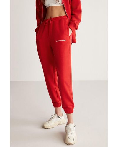 Grimelange Carolinene – e jogginghose mit entspannter passform und stickereien , elastische taille und beinabschluss - Rot