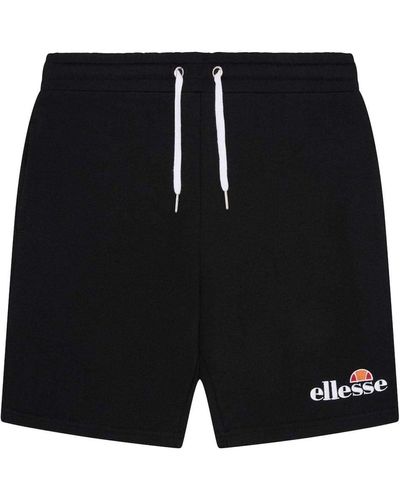 Ellesse Shorts silvan loungewear, jog-pants, logo-stickerei, sweat-fleece - Schwarz