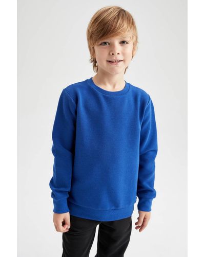 Defacto Sweatshirt für jungen – rundhalsausschnitt, modell z2511a623sp - Blau