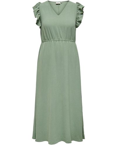 Only Carmakoma Kleid normal geschnitten v-ausschnitt curve langes kleid - Grün