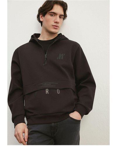 Mavi Es sweatshirt mit kapuze und halbem reißverschluss 0s10145-900 - Schwarz
