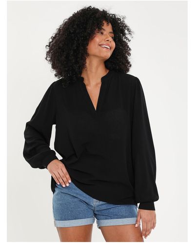 Threadbare Blusenshirt thb catheryn bluse mit v-ausschnitt - Schwarz