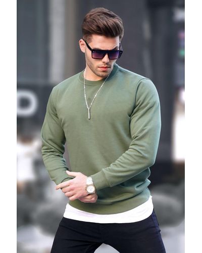Madmext Farbenes basic-sweatshirt mit rundhalsausschnitt - Grün