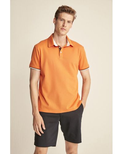 Grimelange Noah farbenes slim-fit-t-shirt mit polokragen - Orange
