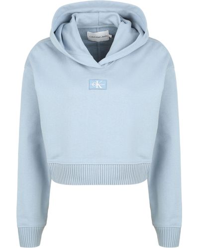 Calvin Klein Jeans abzeichen weite ärmel crop hoodie - Blau