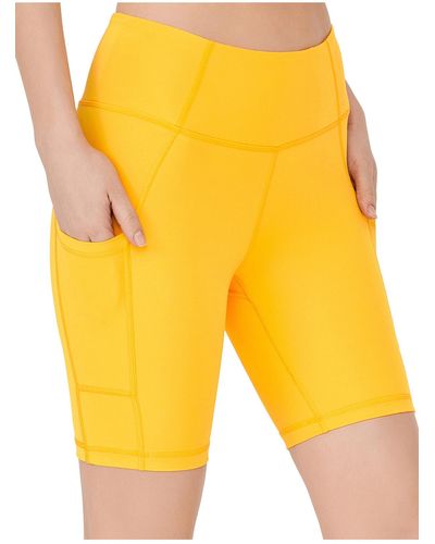 LOS OJOS Shorts mit hoher taille, kompressor, doppeltasche, biker-shorts, kurze sport-tights, - Gelb