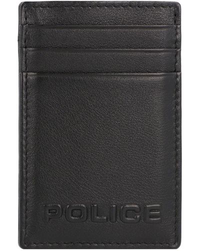 Police Pt389-08536 kreditkartenetui leder 7 cm mit geldscheinklammer - Schwarz