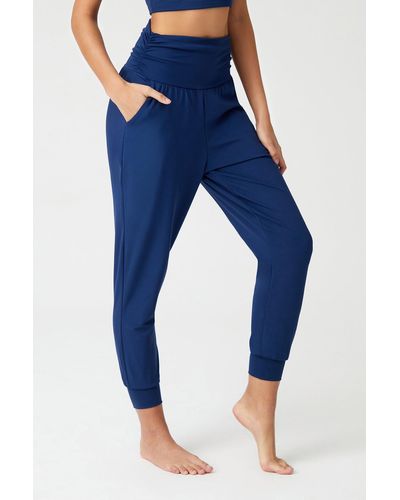 LOS OJOS Marineblaue haremshose mit elastischer taille und shalwar-look, yoga-jogginghose