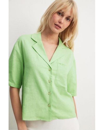NA-KD Kurzarmhemd aus leinenmischung - Grün