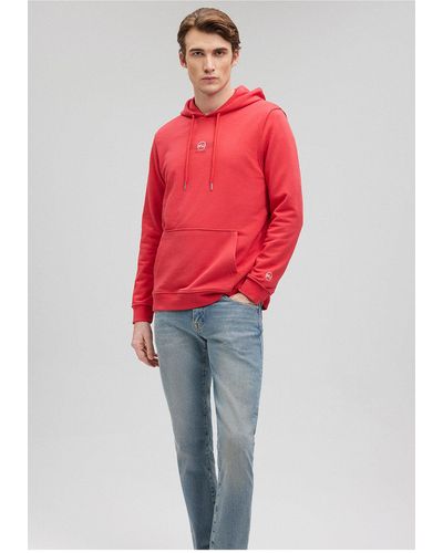 Mavi Es sweatshirt mit kapuze und aufdruck 0s10077-70471 - Rot