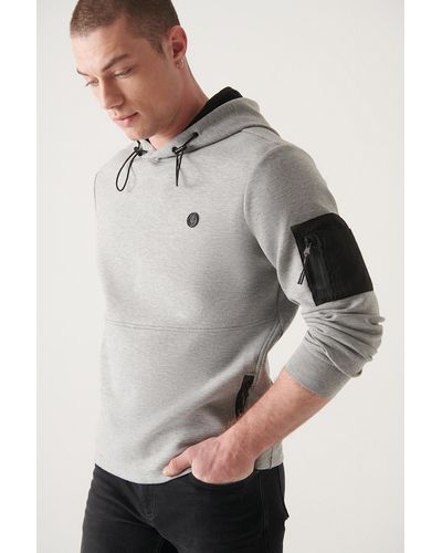 AVVA Es sweatshirt mit kapuze und kragen aus scuba-stoff, reguläre passform, a22y1220 - Grau