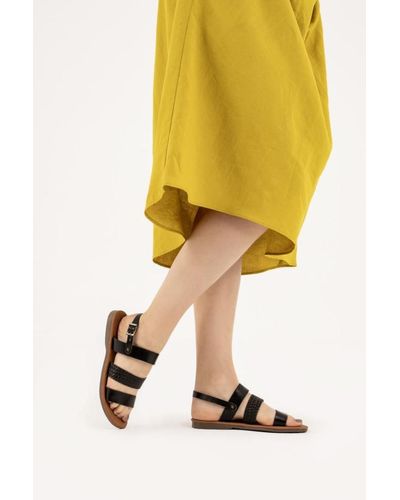 CZ London Sandalen aus echtem leder mit gestrickter, strukturierter, gebänderter, weicher sohle - Gelb