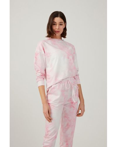 LOS OJOS Farbenes batik-pyjama-set mit batikmuster - Pink