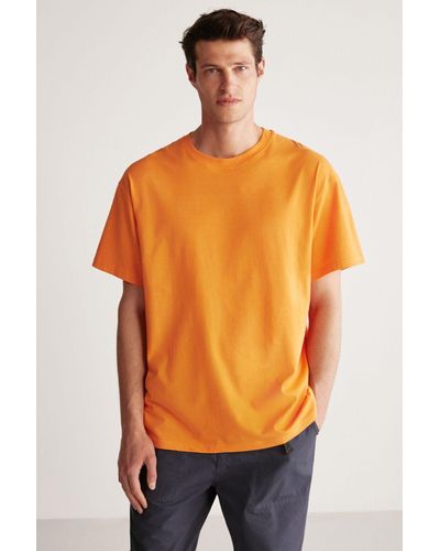 Grimelange Jett t-shirt in oversize-passform aus 100 % baumwolle mit dicker struktur in - Orange