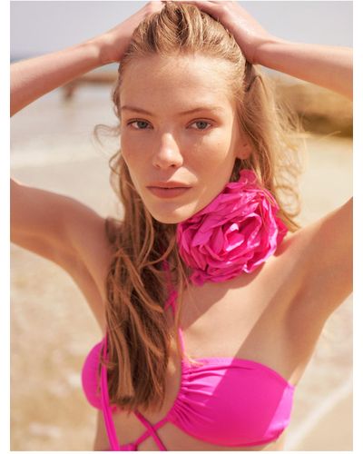 Koton Triangel-bikinioberteil mit paspelierung - Pink