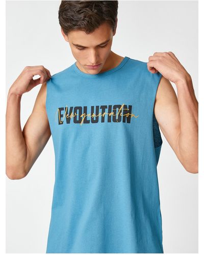 Koton Unterhemd aus baumwolle mit rundhalsausschnitt und slogan-print - Blau