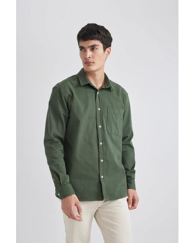 Defacto Langärmliges gabardine-hemd mit polokragen relax fit c1477ax24sp - Grün
