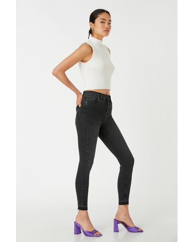 Koton Jeans slim fit, hohe taille, schmales bein – carmen jean - Schwarz