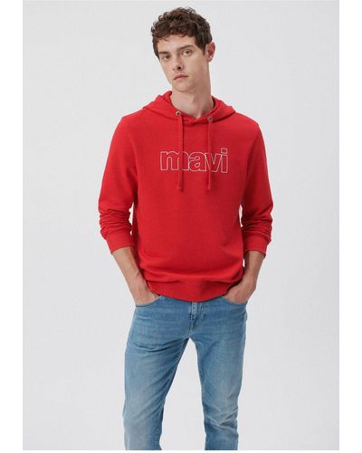 Mavi Es sweatshirt mit kapuze und logo-aufdruck --82054 - Rot