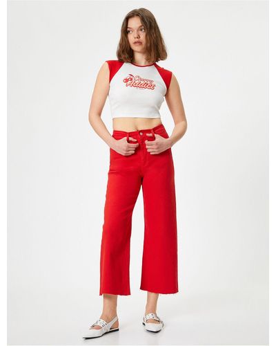 Koton Jeans mit hoher taille und weitem bein sandra jeans - Rot