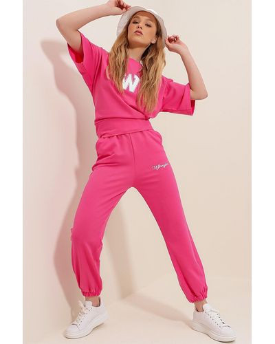 Trend Alaçatı Stili Trainingsanzug relaxed fit - Pink