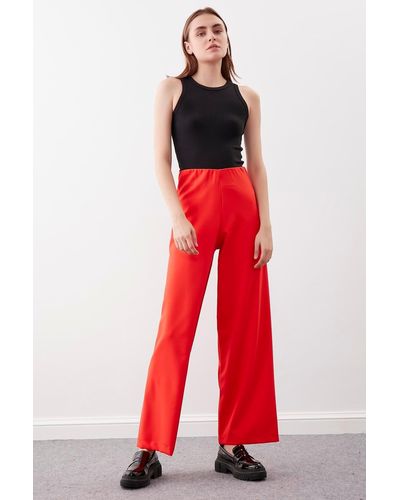 Vitrin Palazzo-hose mit hoher taille - Rot
