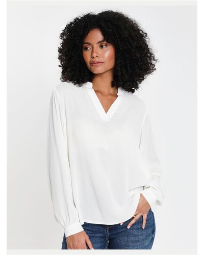 Threadbare Blusenshirt thb catheryn bluse mit v-ausschnitt - Weiß