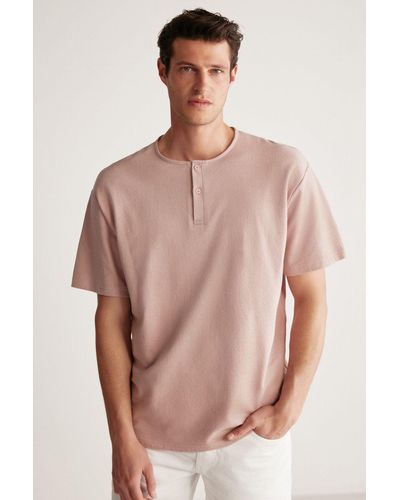 Grimelange Harry t-shirt mit kragen, speziell für saftige texturen, dicker stoff, 100 % baumwolle, - Pink