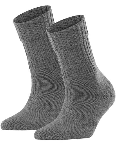 FALKE Socken 2er pack striggings rib, kurzsocken, umschlagsocken, logo, einfarbig, lang - Grau