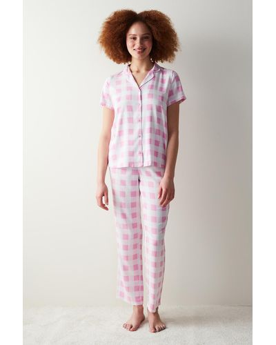 Penti Pyjama-set mit hemd und hose in gingham - Pink