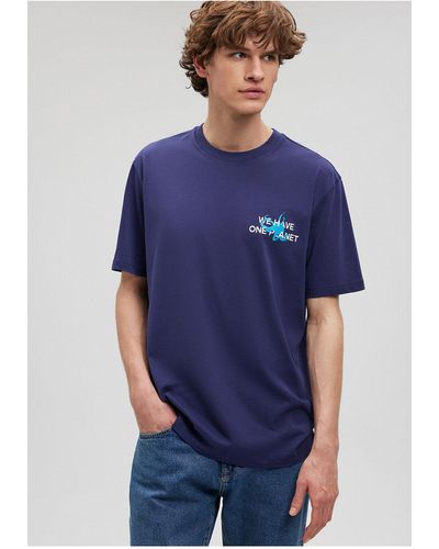Mavi Bedrucktes marineblaues t-shirt loose fit / loose relaxed fit-70722