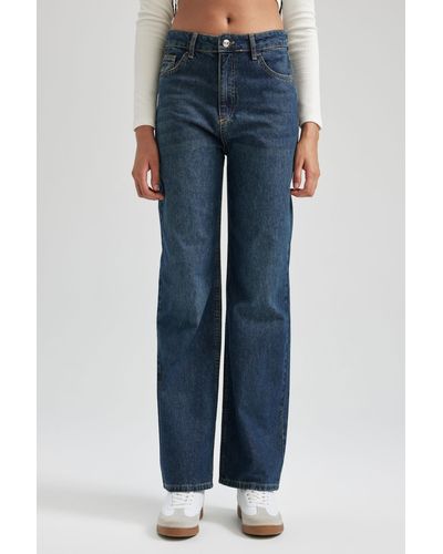Defacto Lange jeanshose mit weitem bein im stil der 90er jahre - Blau