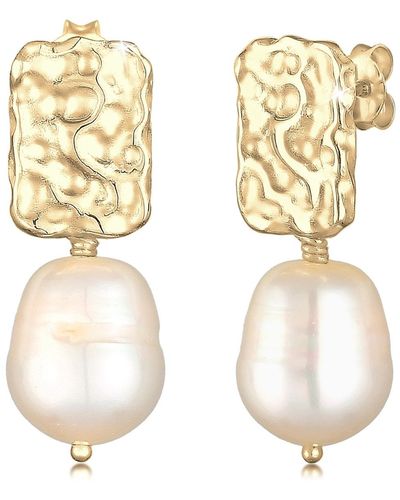 Elli Jewelry Ohrringe hänger barock süßwasserperle organic 925 silber - Mettallic