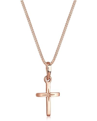 Elli Jewelry Halskette kreuz sterngravur 925 sterling silber kommunion - Mehrfarbig