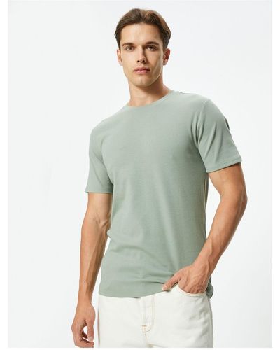 Koton T-shirt aus baumwolle mit rundhalsausschnitt und kordelzug kurzärmlig - Grün
