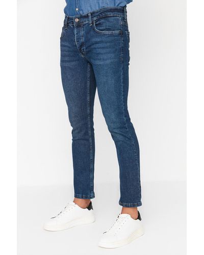 Trendyol E, braun getönte skinny-fit-jeans - Blau
