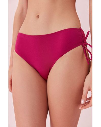 SUWEN Bikinihose mit geraffter seite und detail - Pink