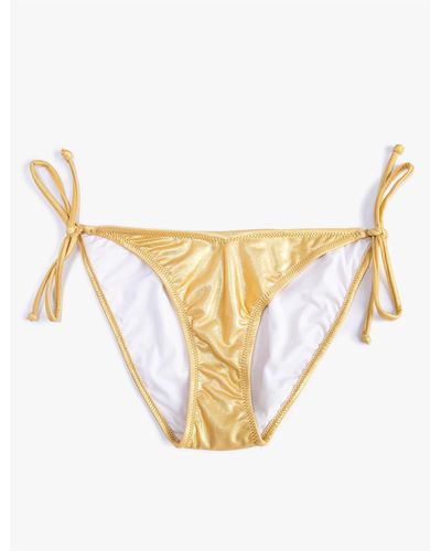 Koton Glitzer-bikinihose mit normaler taille und seitlichem bindedetail - Weiß
