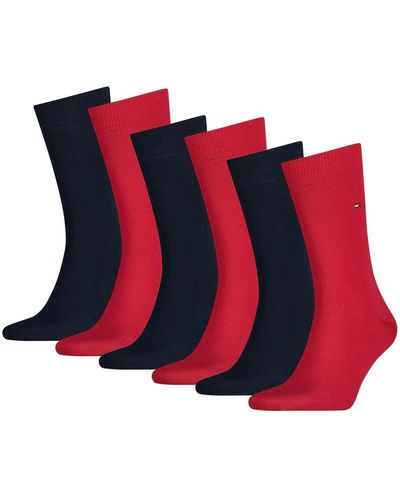 Tommy Hilfiger Socken, 6er pack classic, strümpfe, einfarbig - Rot