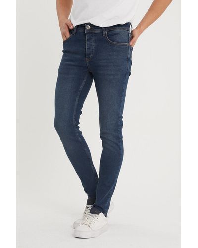 XHAN Marineblaue, verwaschene slim-fit-jeanshose 1kxe5-44351-48