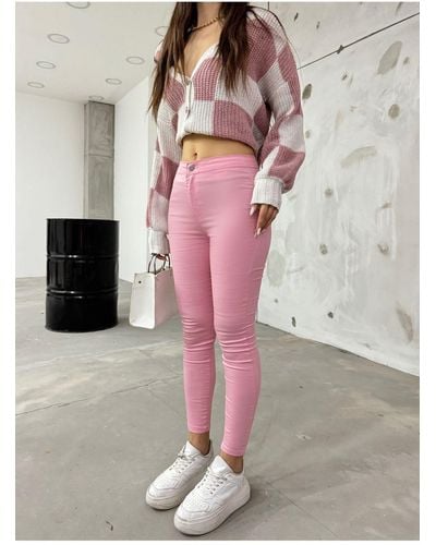 BİKELİFE Bikelife farbene leggings aus lycra mit hoher taille - Pink