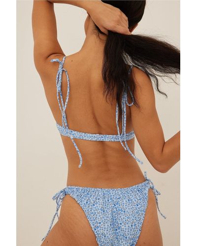 NA-KD Hochgeschnittenes bikini-höschen mit kordelzug - Blau