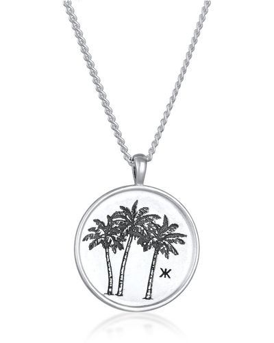 Kuzzoi Halskette kette anhänger plättchen palme 925 sterling silber - Mettallic