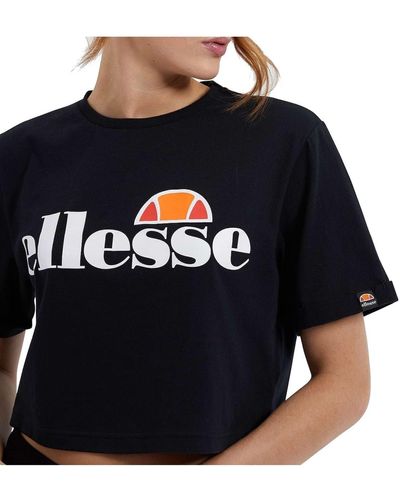 Ellesse T-shirt alberta crop-top, kurzarm, crewneck, rundhals, logo-print - Blau