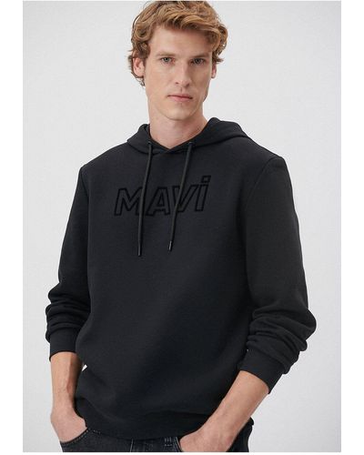Mavi Es kapuzen-sweatshirt mit logo-print -900 - Schwarz