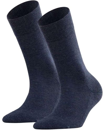 FALKE Socken 2er pack sensitive london, kurzsocken, einfarbig - Blau